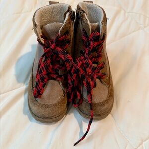 DayFive Tan Kids Boots with Red Laces